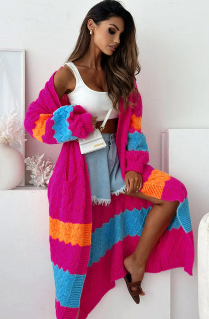 Alexis Longline Contrast Knitted Cardigan