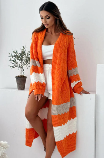 Alexis Longline Contrast Knitted Cardigan